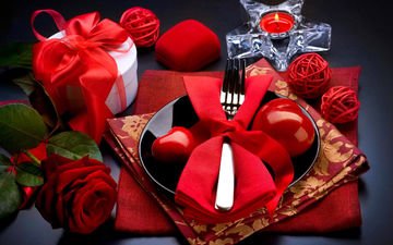 цветы, подарок, праздник, день святого валентина, сервировка