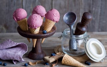 мороженое, ягоды, черника, сладкое, мороженное, десерт