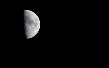 небо, ночь, космос, луна, чёрно-белое, спутник