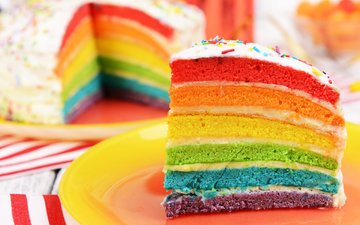 разноцветные, сладкое, торт, десерт, пирог, коржи