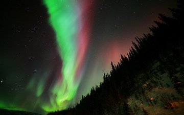 ночь, природа, звезды, северное сияние, aurora borealis