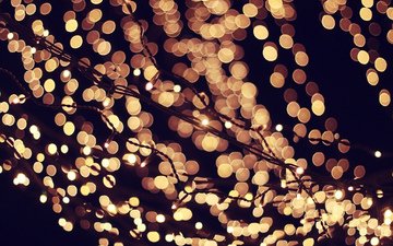 свет, ночь, огни, вечер, новый год, праздники, рождество, гирлянда, боке