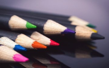 макро, цвет, карандаши, цветные, канцелярия