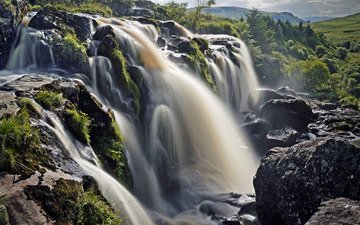 камни, водопад, шотландия, каскад, финтри, водопад финтри, fintry falls
