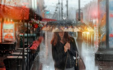 девушка, лето, дождь, зонт, санкт-петербург