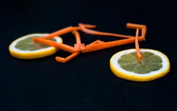 лимон, велосипед, морковь