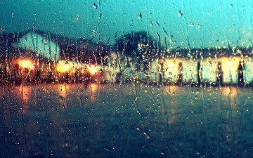 окна, стекло, капли дождя