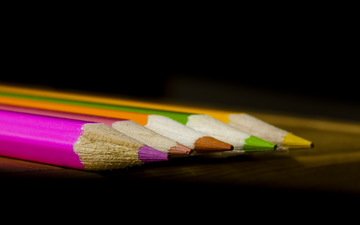 макро, цвет, карандаши