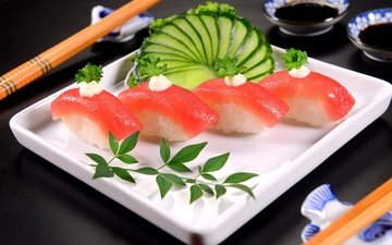 суши, роллы, морепродукты, сервировка, seafoods
