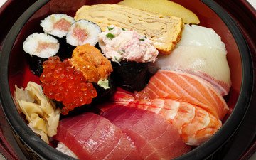 еда, тарелка, рыба, суши, роллы, морепродукты