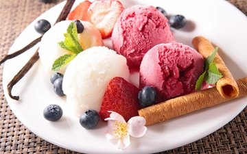 мороженое, ягоды, сладкое, десерт