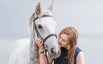 девушка, настроение, конь