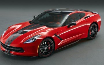 стингрей, красный автомобиль, chevrolet corvette c7