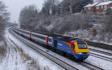 зима, поезд, композиция