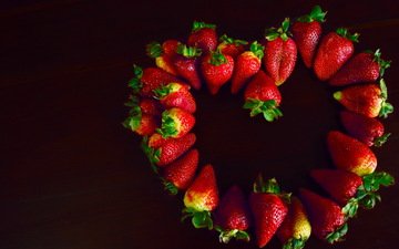 фон, клубника, сердце, ягоды