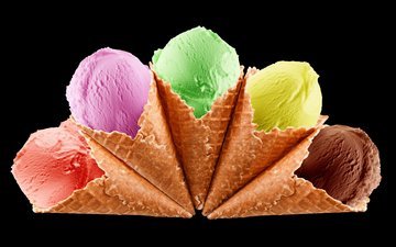 мороженое, цвет, рожок, десерт, вафли