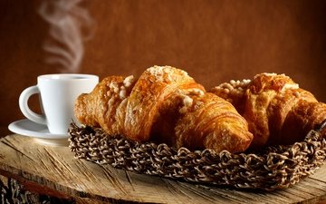 кофе, корзина, выпечка, корзинка, аромат, круассаны, pastries