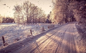 дорога, снег, зима