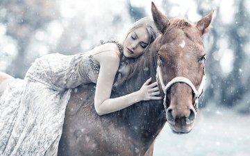 лошадь, снег, девушка, сон, queen maud, алессандро ди чикко