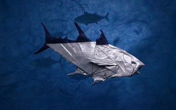 бумага, оригами, рыба, тунец
