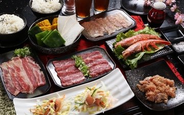 морепродукты, японская кухня, бекон, блюда