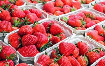 рынок, клубника, красные, ягоды, сладкие