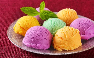 мороженое, сладости, шарики, сладкое, мороженное, десерт, фруктовое