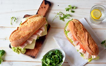 зелень, бутерброд, сыр, хлеб, помидор, булочки, булочка, сэндвич, брынза, ветчина, быстрое питание