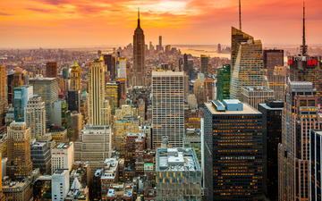 закат, город, сша, нью-йорк, new york city, nyc