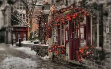 снег, украшения, архитектура, праздник, канада, квебек, joss-linn gagné