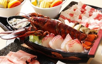 рыба, морепродукты, омар, рак