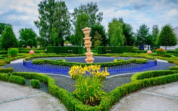 цветы, деревья, дизайн, парк, кусты, германия, oranienburg