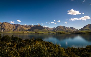 озеро, горы, новая зеландия, озеро уакатипу, озеро вакатипу, отаго, mount nicholas