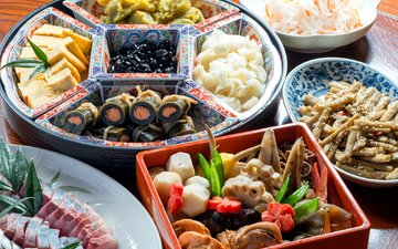 лотос, овощи, роллы, морепродукты, японская кухня, ассорти, блюда, тофу