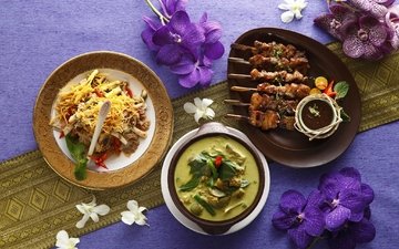 мясо, орхидея, японская кухня, крем-суп