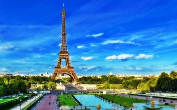 небо, париж, франция, эйфелева башня