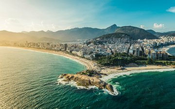 пляж, город, бразилия, рио-де-жанейро, aerial view, arpoador, copacabana beach, ipanema beach, latin america, ипанема, копакабана