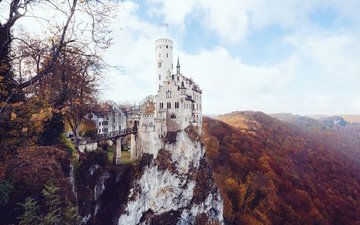 замок, осень, германия, осен, лихтенштейн, лихтенштайн, замок лихтенштейн, burg liechtenstein