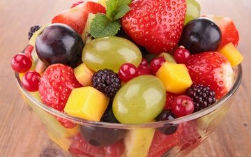 фрукты, ягоды, лесные ягоды, десерт, салат, fruits, парное, фруктовый салат, cалат