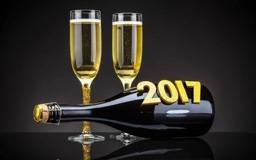 новый год, бокалы, праздник, шампанское