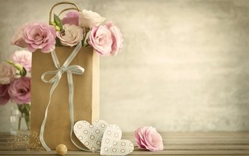 винтаж, роза, романтик, день святого валентина,  цветы, влюбленная, пинк, сердечка