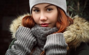 зима, девушка, портрет, взгляд, волосы, фотограф, лицо, холодно, andrey zhukov, foxy alice