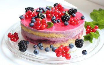 ягоды, черника, сладкое, торт, красная смородина, десерт, ежевика