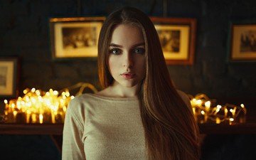свечи, девушка, портрет, взгляд, модель, лицо, длинные волосы, kirill averyanov, валерия пугачёва