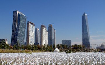 город, небоскребы, строительство, архитектура, южная корея, сонгдо