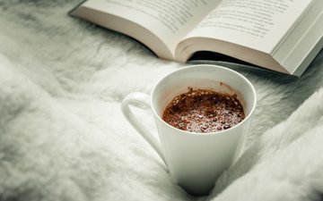 кофе, чашка, книга, чтение