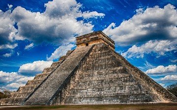 пирамида, майя, hdr, мексика, чичен-ица, юкатан, пирамида кукулькана, цивилизация майя