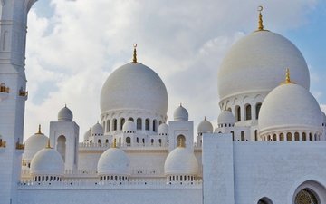 белоснежный, купола, оаэ, абу-даби, мечеть шаха зайда