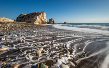 вода, скалы, камни, море, побережье, paphos district, кипр
