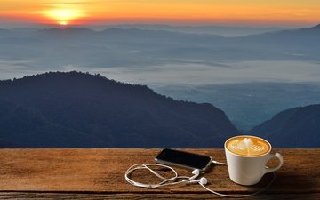 утро, рассвет, кофе, чашка, горячая, доброе утро, coffee cup